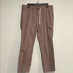 Vuori Dusty Rose Straight Leg Cargo Pants with Drawstring